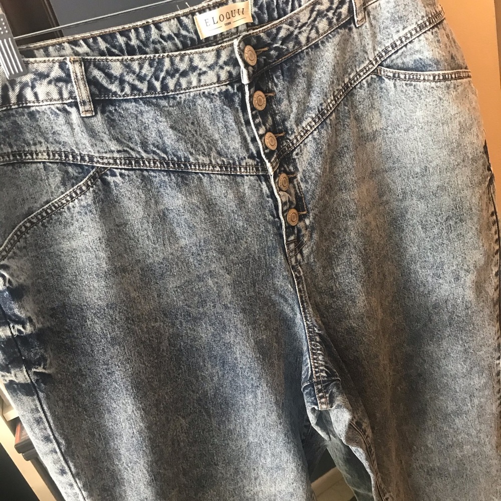 High Waisted Acid Wash Denim